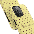 "God Is Within Her" Polka Dot Phone Case — Yellow & Brown