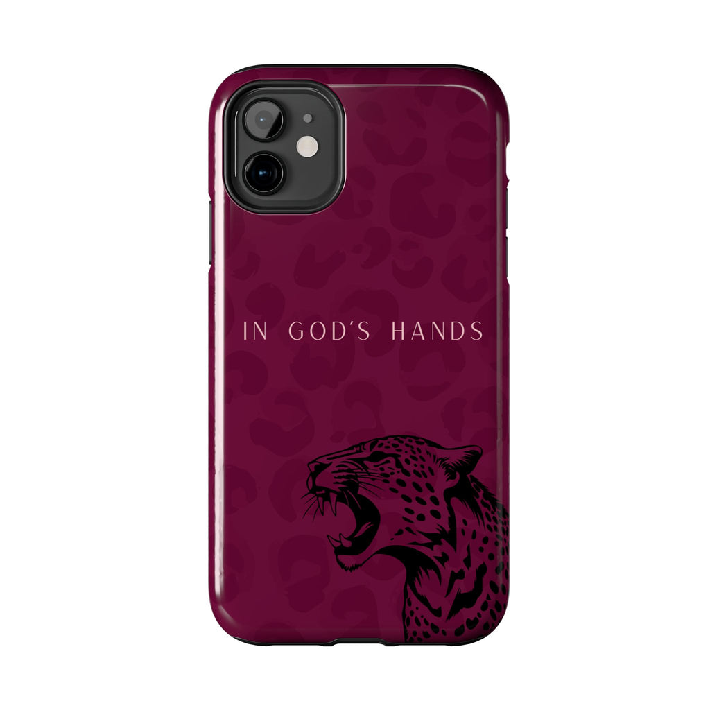 'In God's Hands' Burgundy Leopard Phone Case