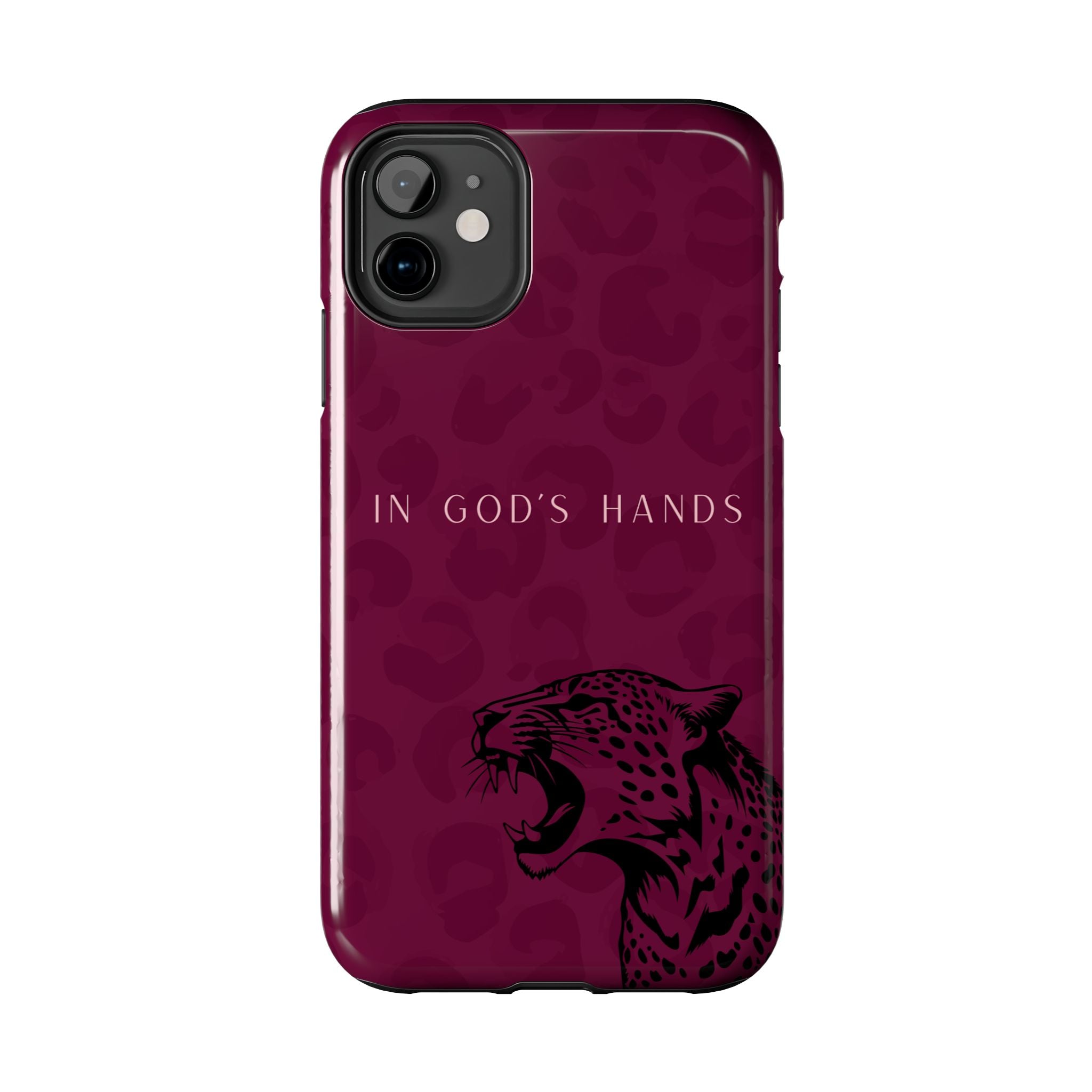 'In God's Hands' Burgundy Leopard Phone Case