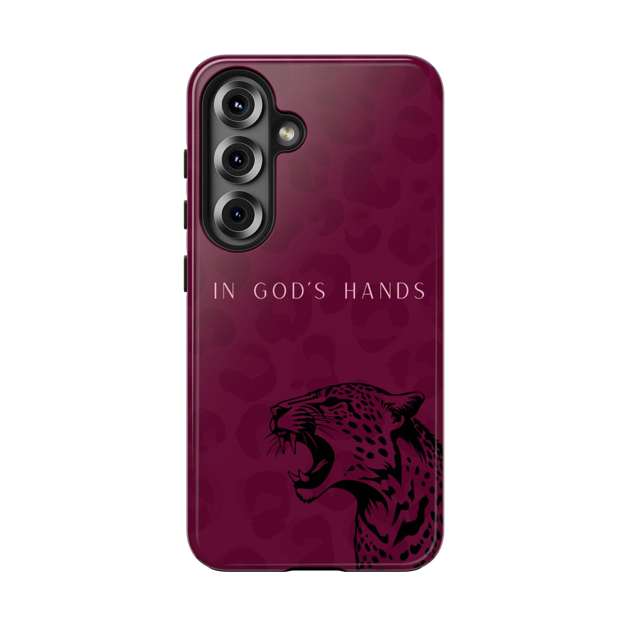 'In God's Hands' Burgundy Leopard Phone Case