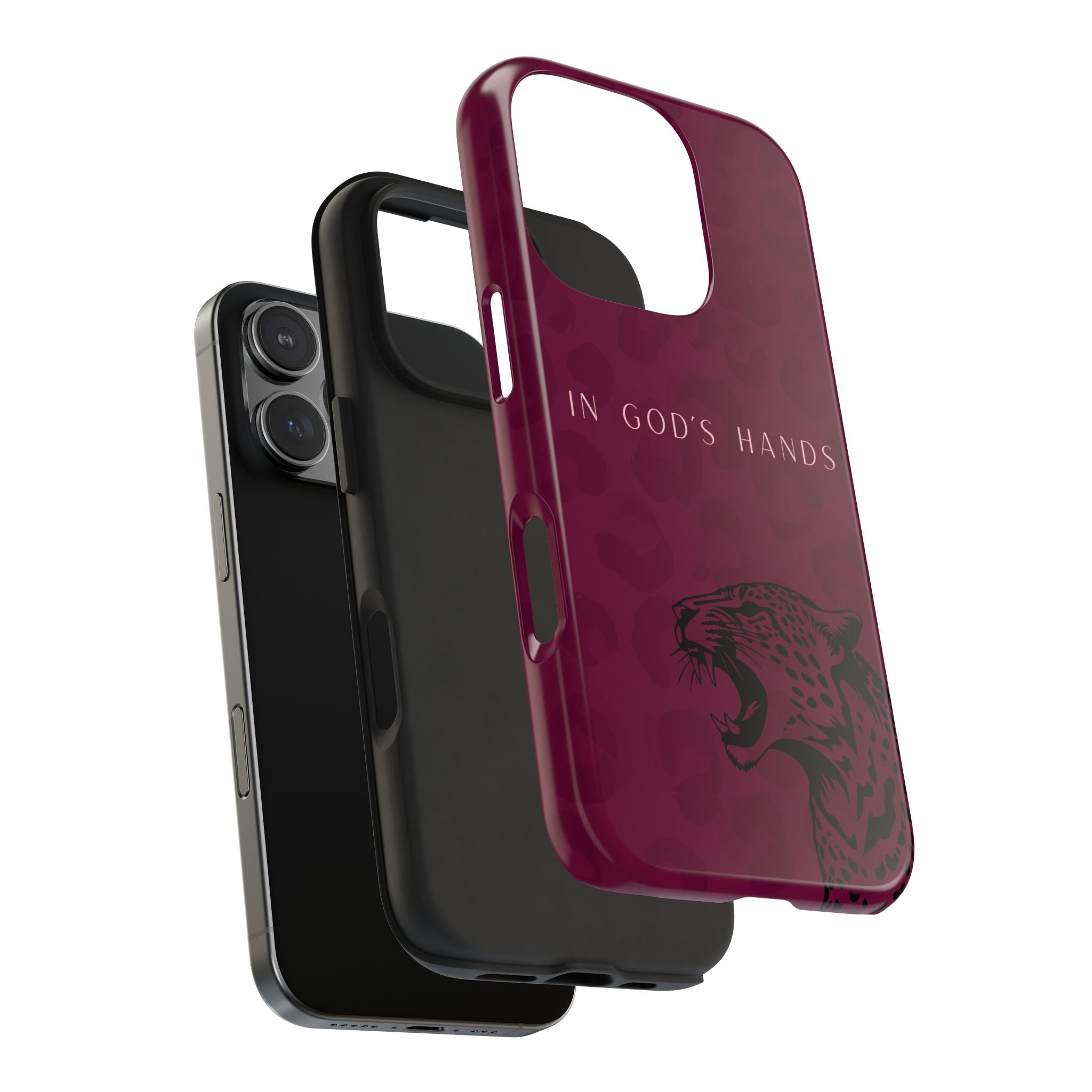 'In God's Hands' Burgundy Leopard Phone Case