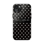 "God Is Within Her" Polka Dot Phone Case — Black & White