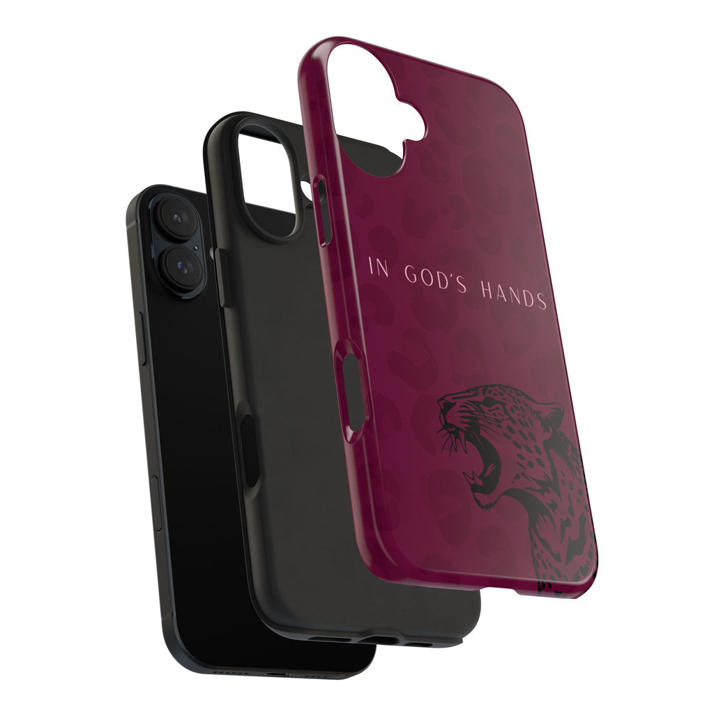 'In God's Hands' Burgundy Leopard Phone Case