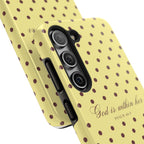 "God Is Within Her" Polka Dot Phone Case — Yellow & Brown