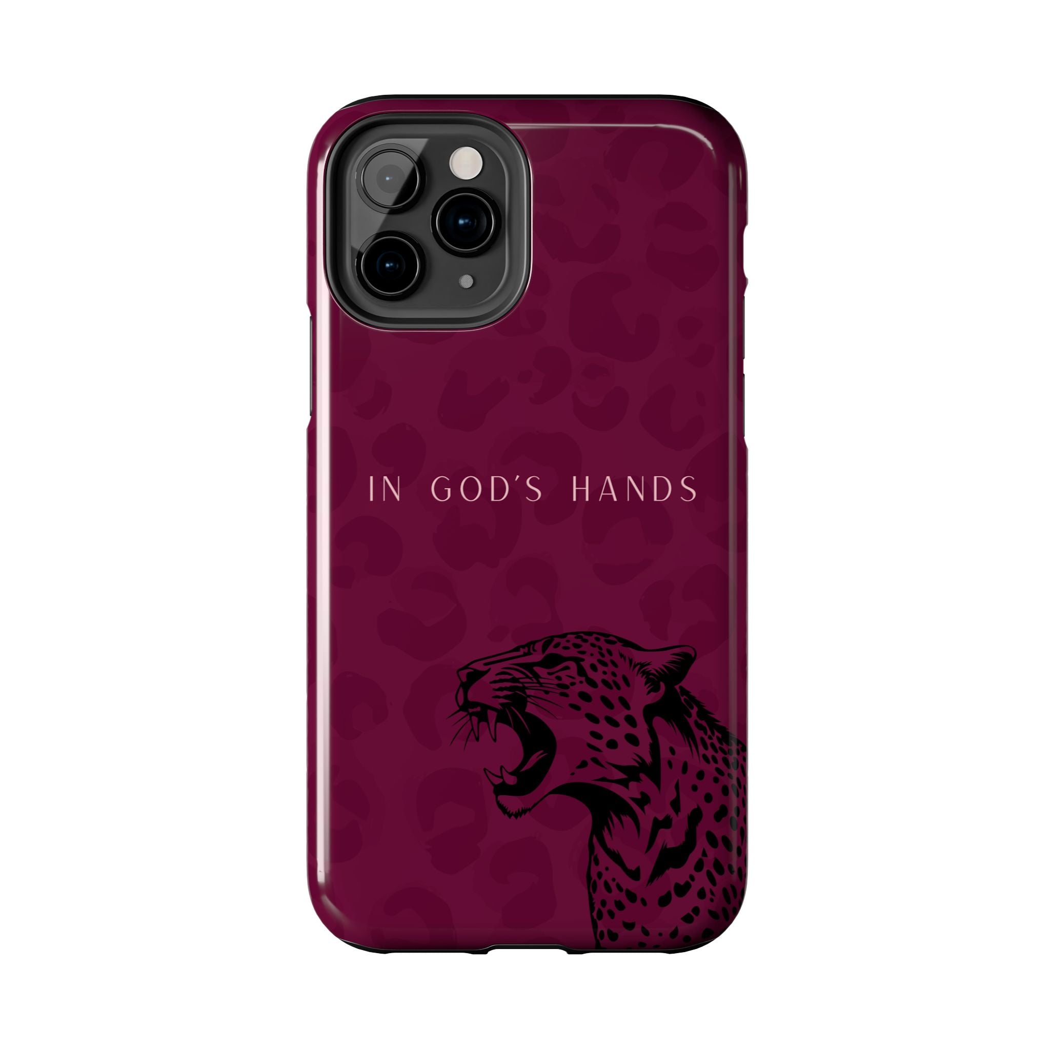 'In God's Hands' Burgundy Leopard Phone Case