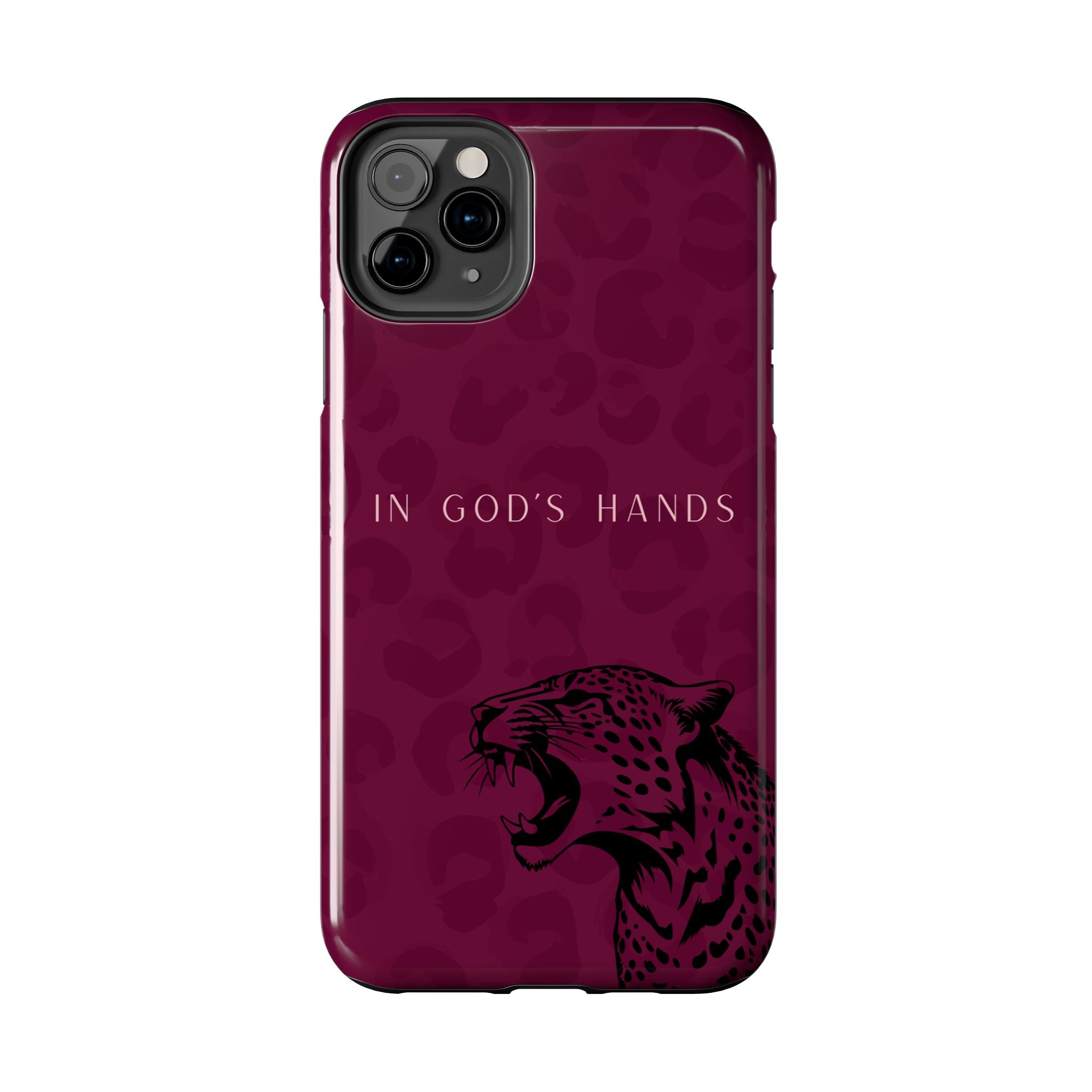 'In God's Hands' Burgundy Leopard Phone Case