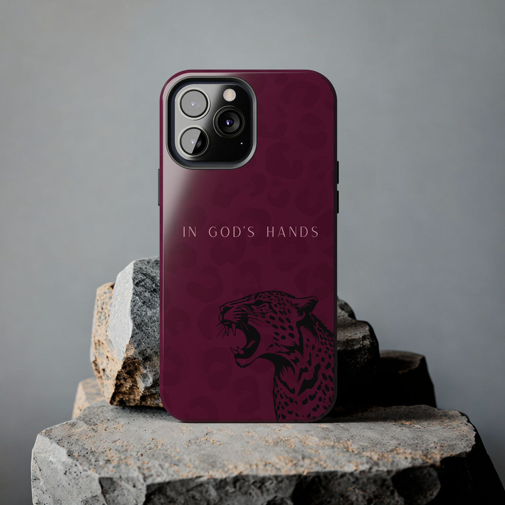 'In God's Hands' Burgundy Leopard Phone Case