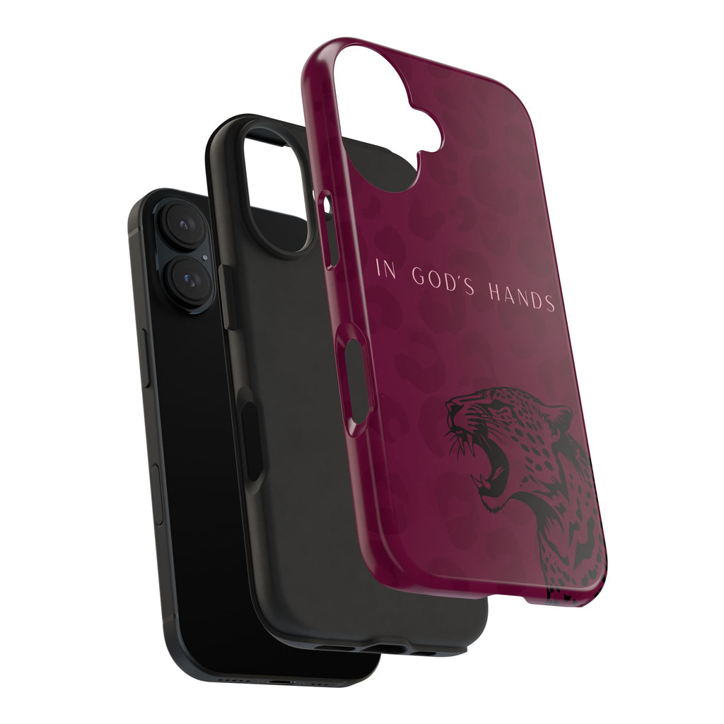 'In God's Hands' Burgundy Leopard Phone Case