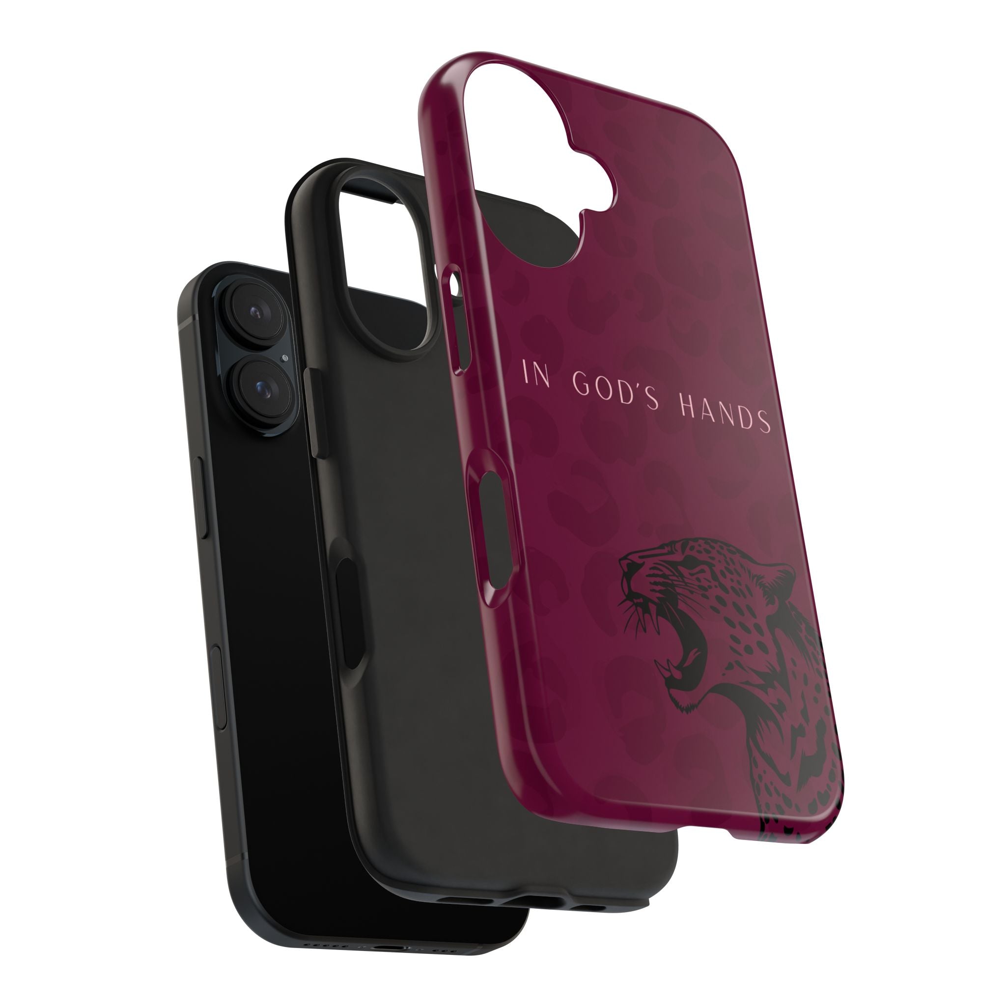 'In God's Hands' Burgundy Leopard Phone Case