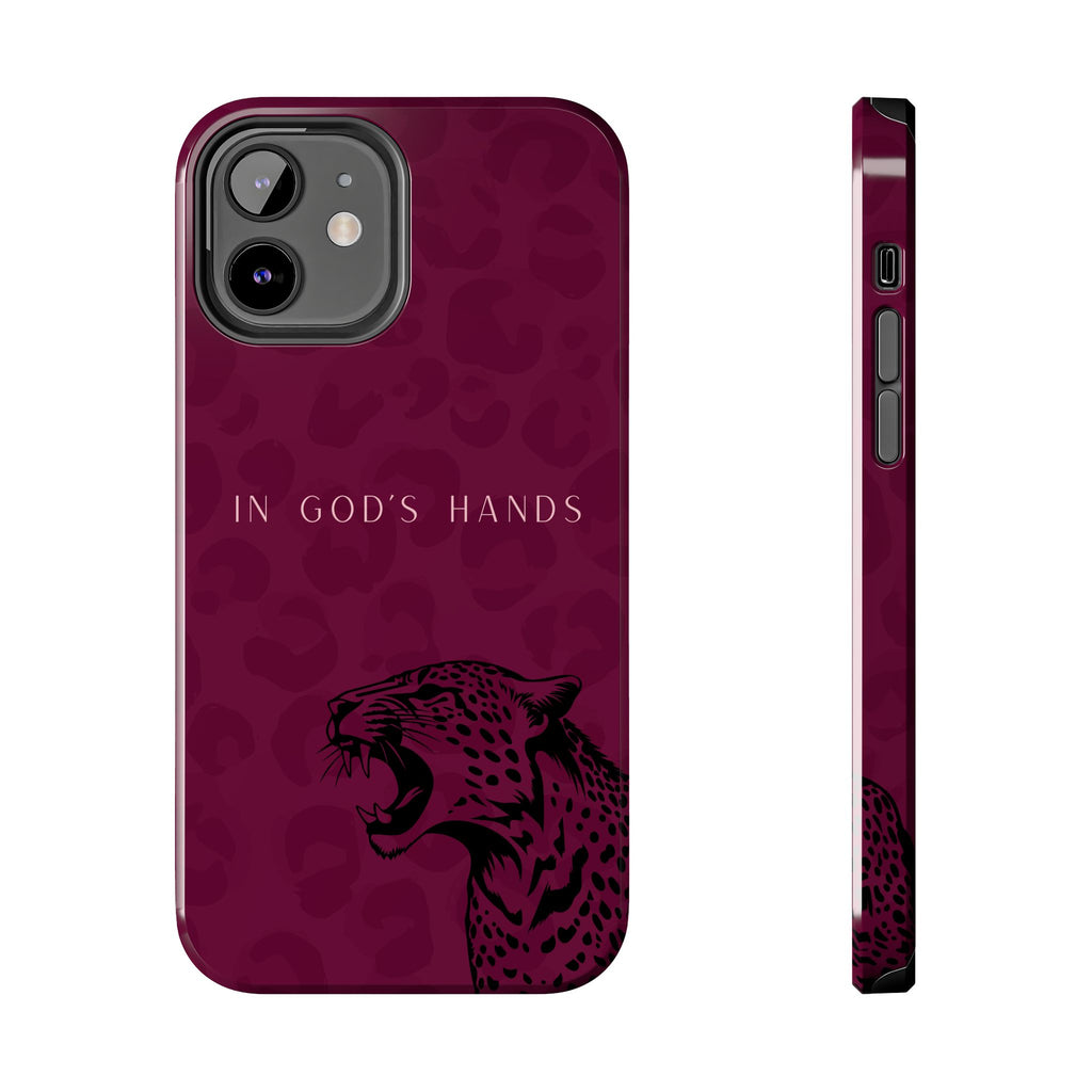 'In God's Hands' Burgundy Leopard Phone Case