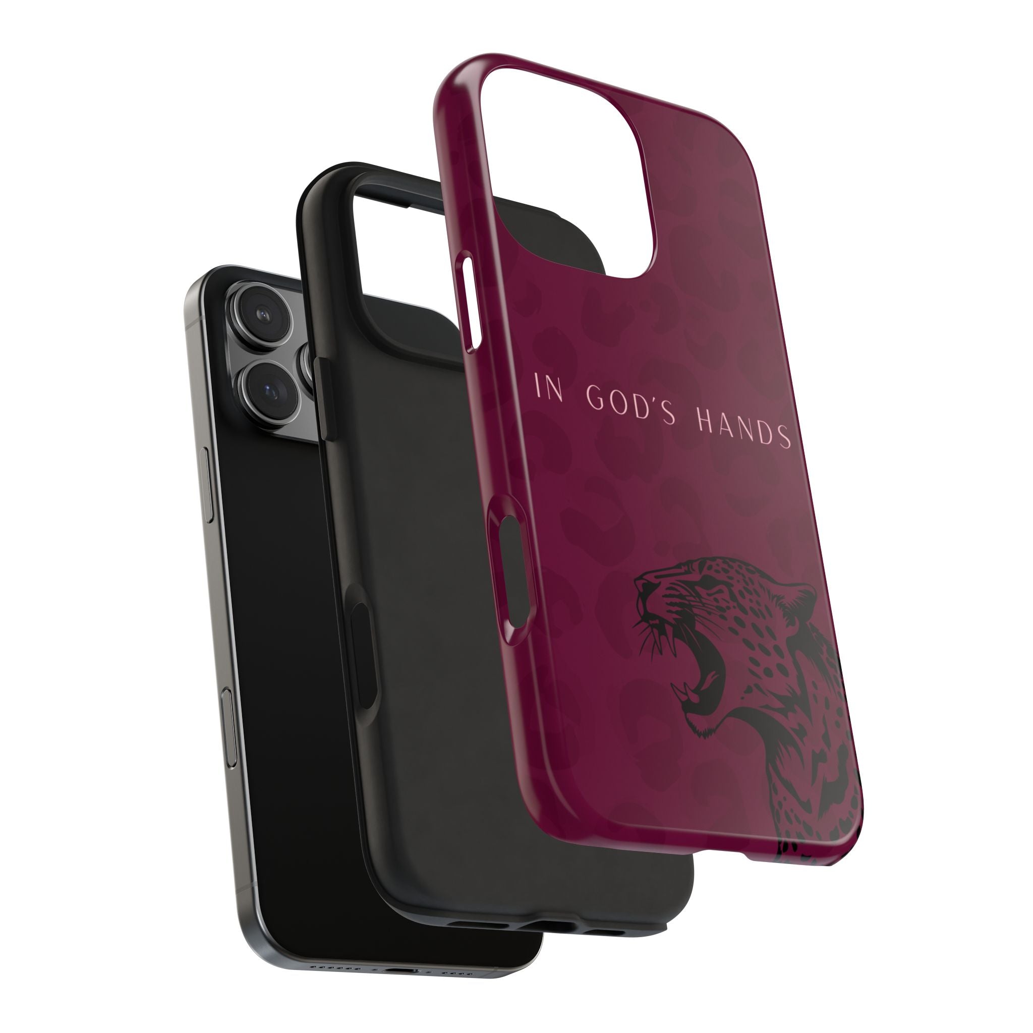 'In God's Hands' Burgundy Leopard Phone Case