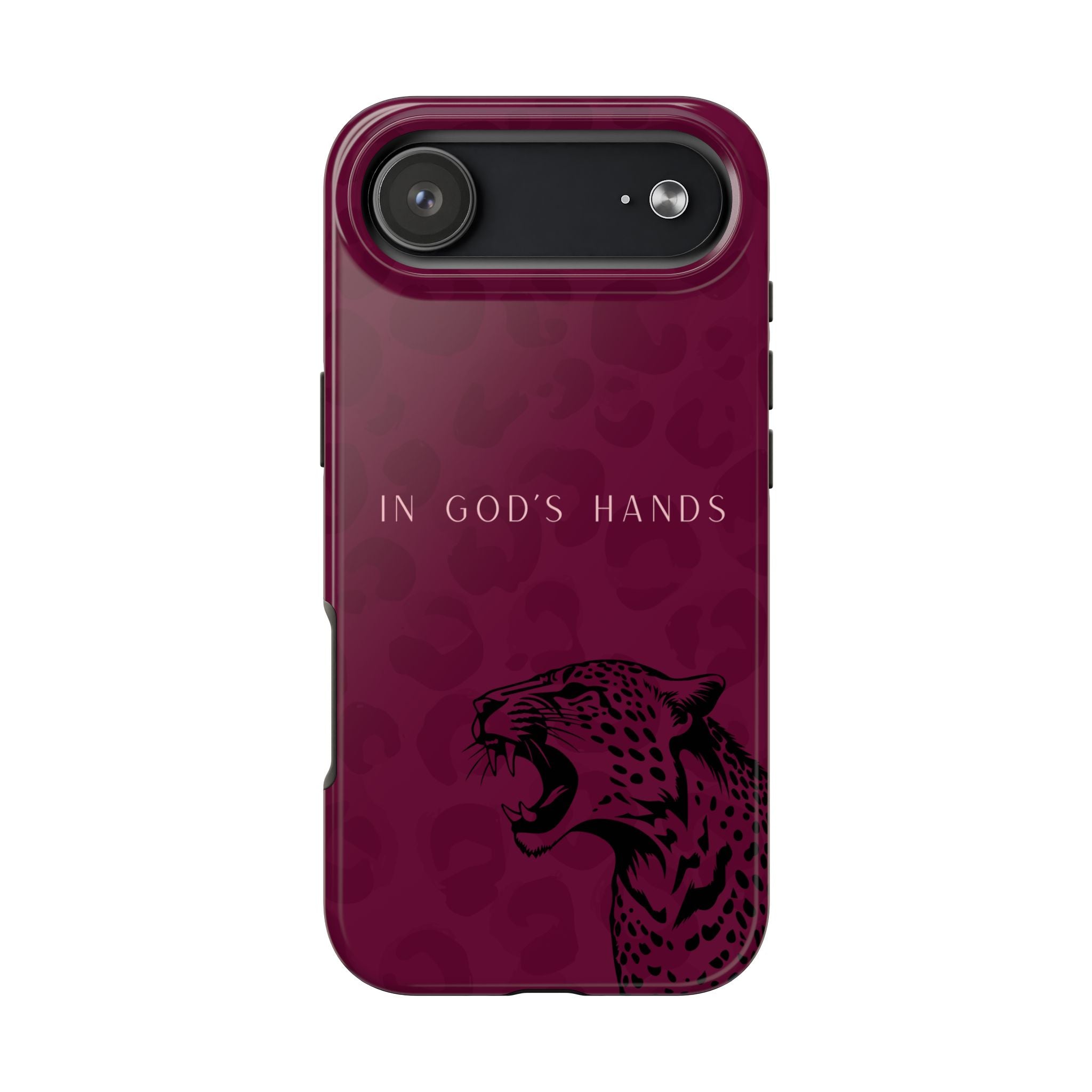 'In God's Hands' Burgundy Leopard Phone Case