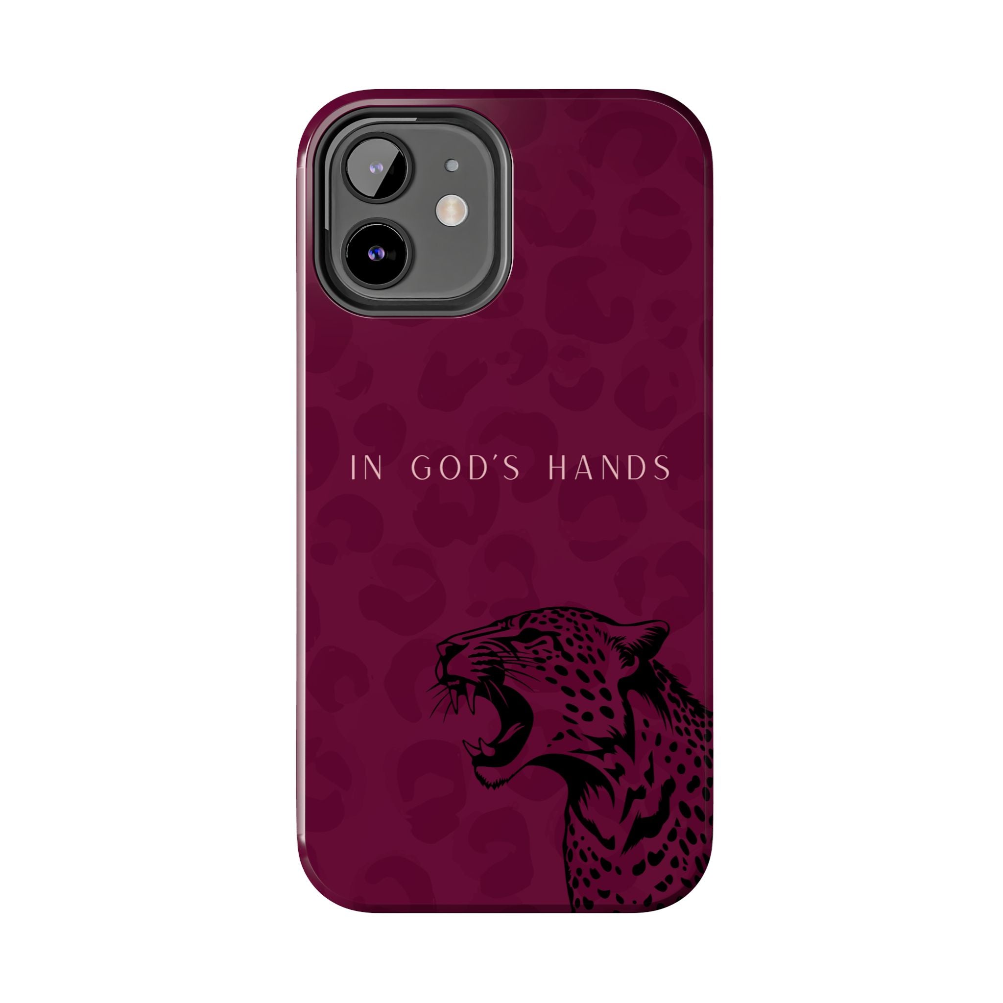 'In God's Hands' Burgundy Leopard Phone Case