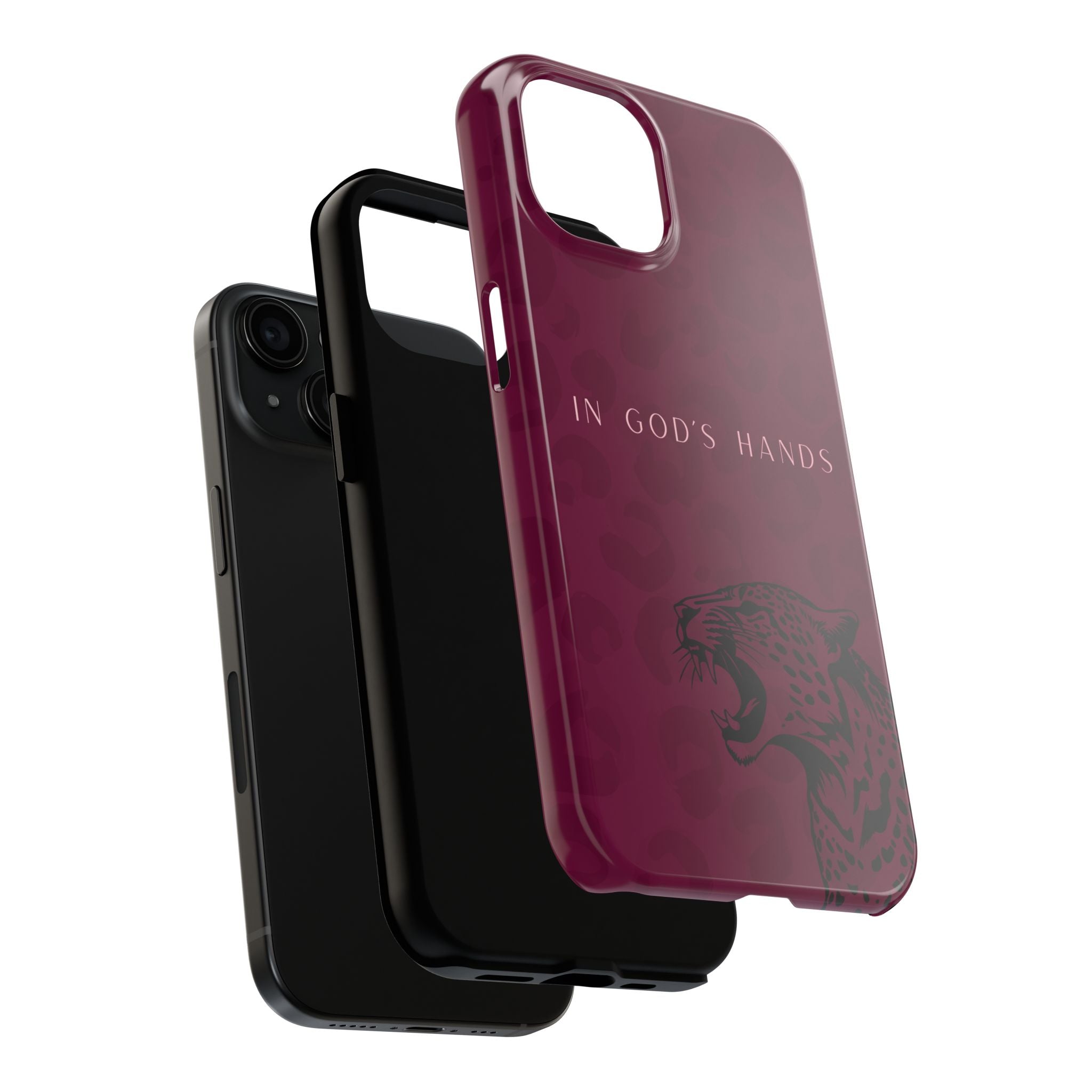 'In God's Hands' Burgundy Leopard Phone Case