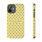 "Seek First the Kingdom" Polka Dot Phone Case — Yellow & Brown