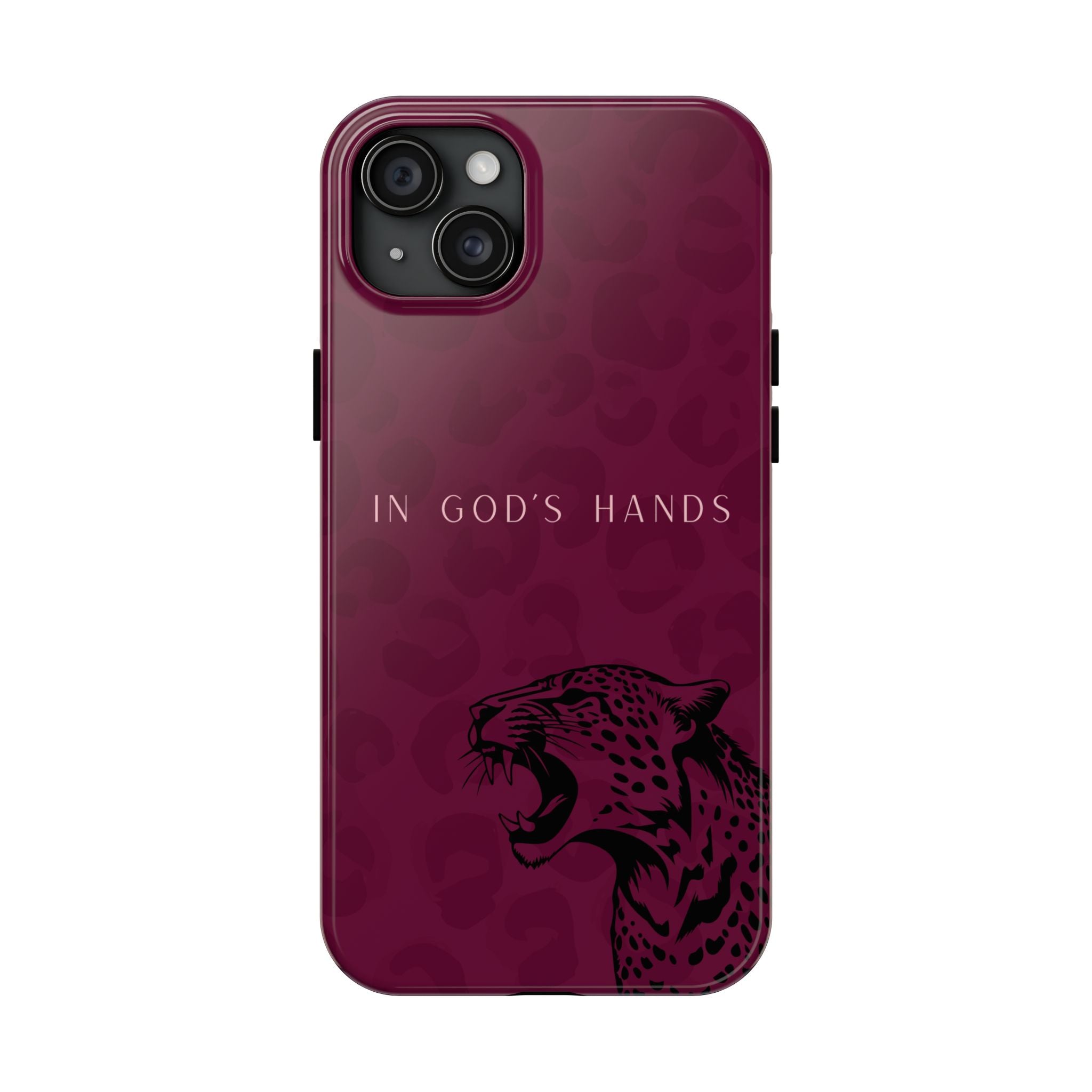 'In God's Hands' Burgundy Leopard Phone Case