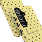 "God Is Within Her" Polka Dot Phone Case — Yellow & Brown