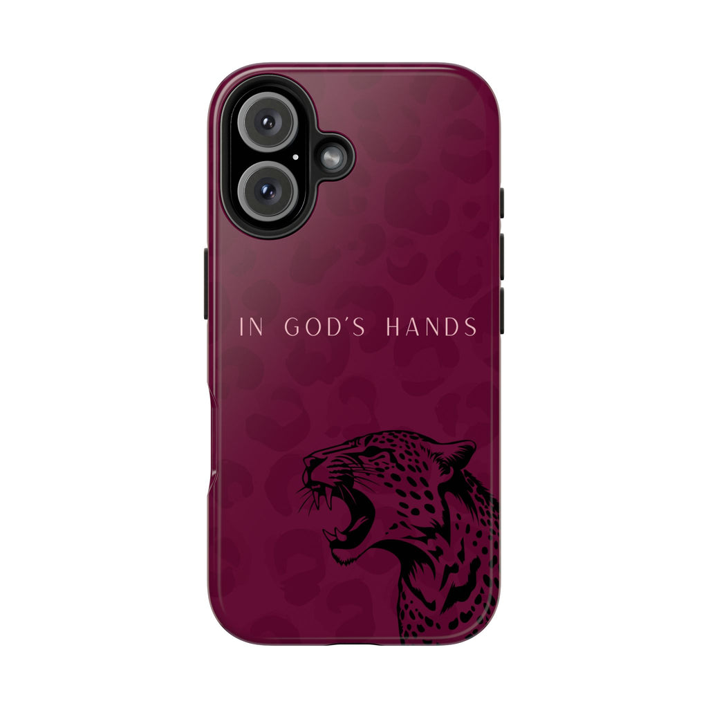 'In God's Hands' Burgundy Leopard Phone Case