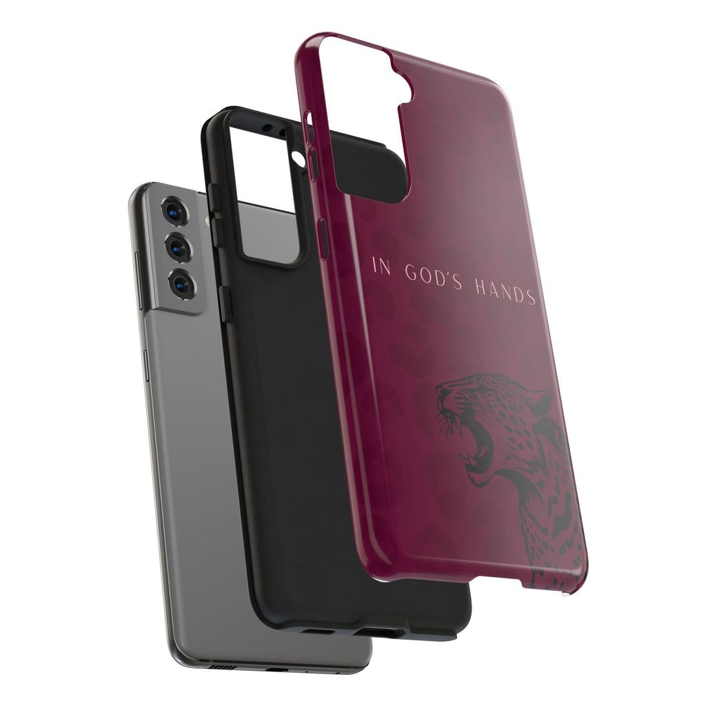 'In God's Hands' Burgundy Leopard Phone Case