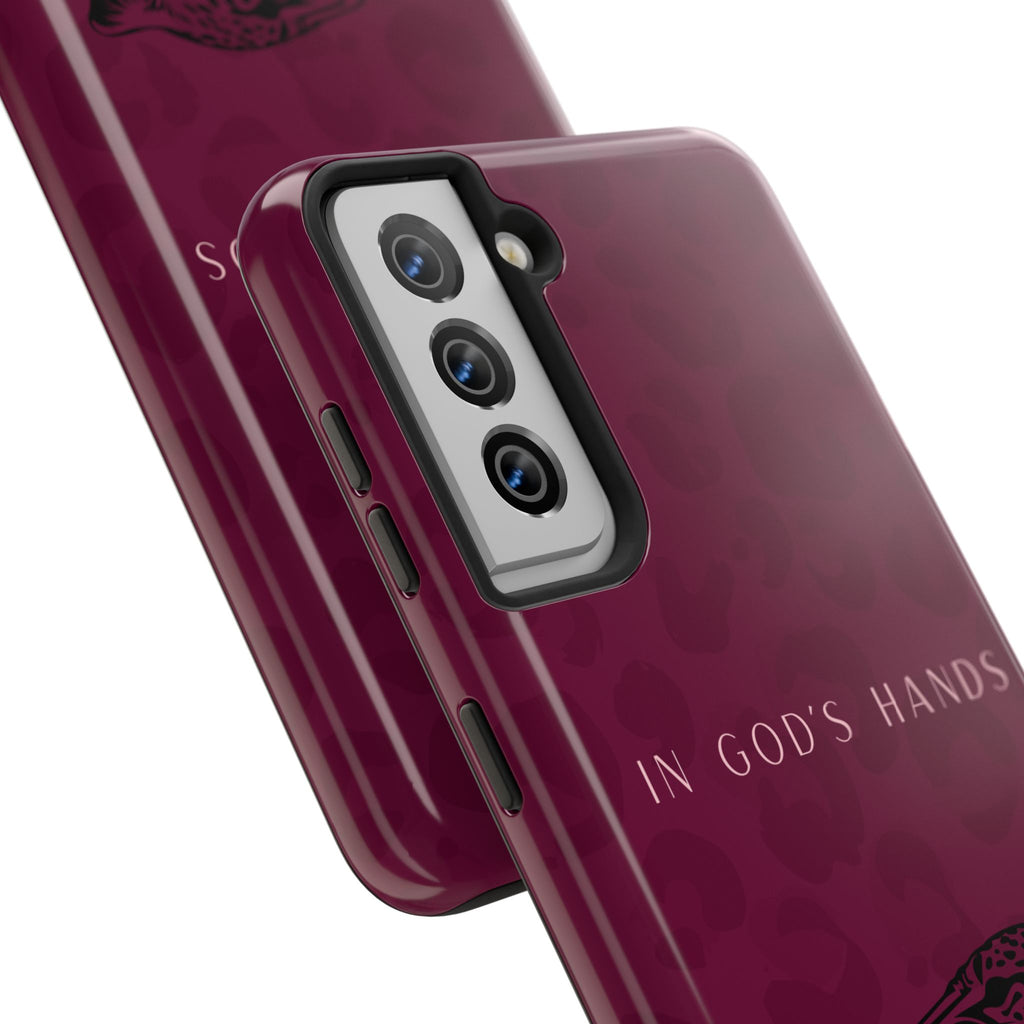 'In God's Hands' Burgundy Leopard Phone Case