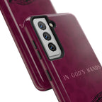 'In God's Hands' Burgundy Leopard Phone Case