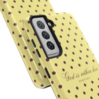 "God Is Within Her" Polka Dot Phone Case — Yellow & Brown