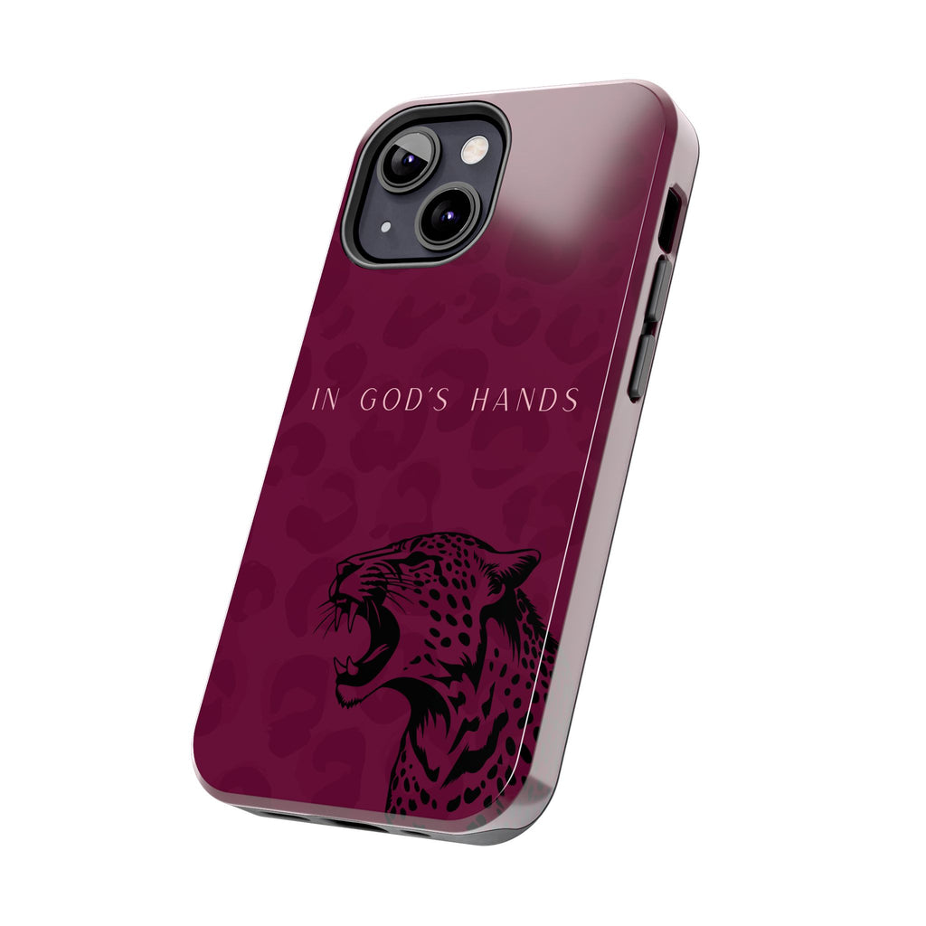 'In God's Hands' Burgundy Leopard Phone Case