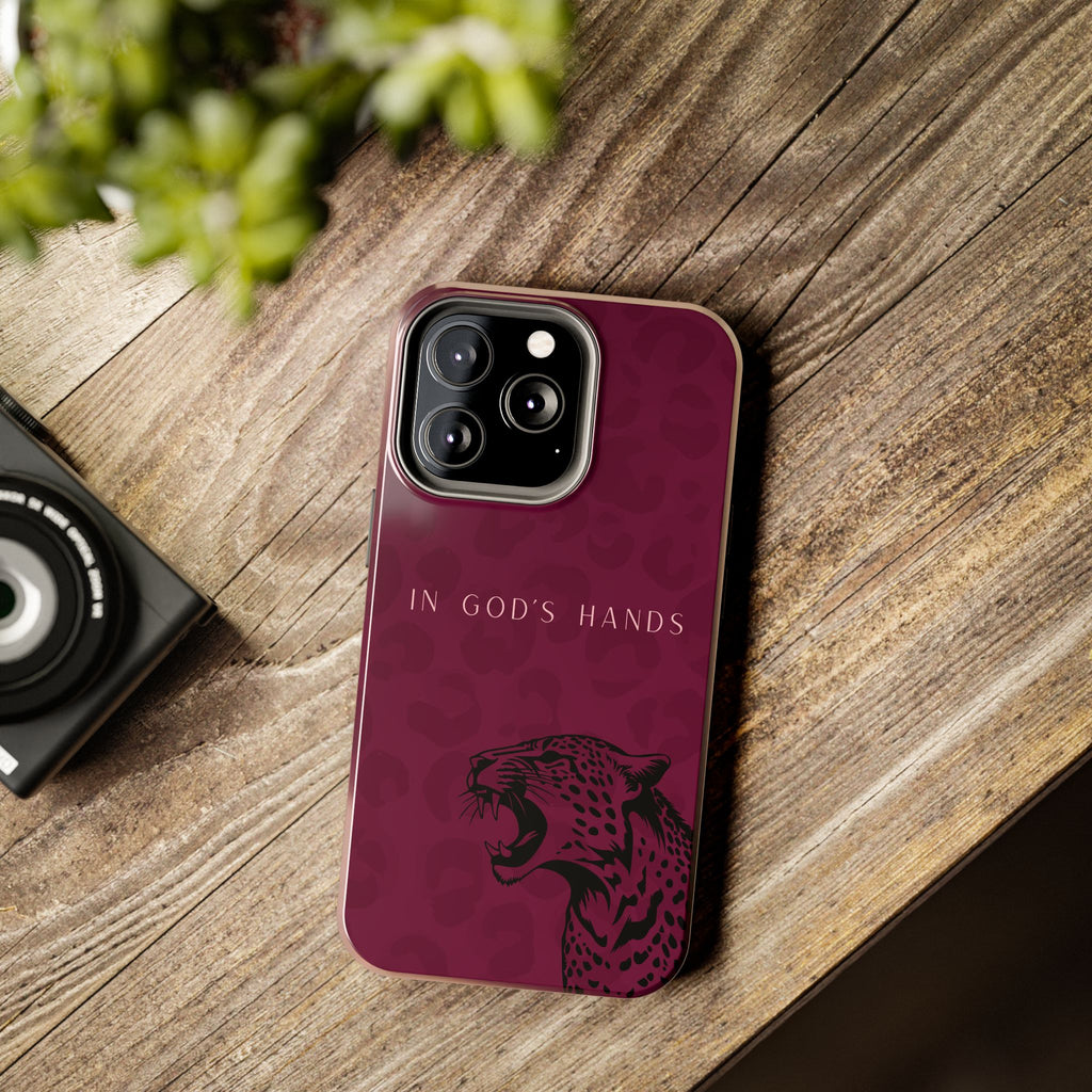 'In God's Hands' Burgundy Leopard Phone Case