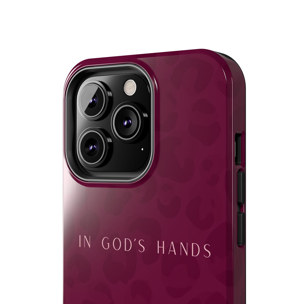 'In God's Hands' Burgundy Leopard Phone Case