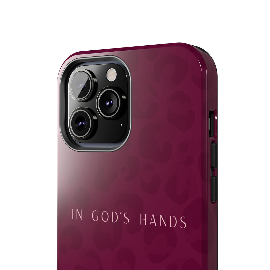 'In God's Hands' Burgundy Leopard Phone Case
