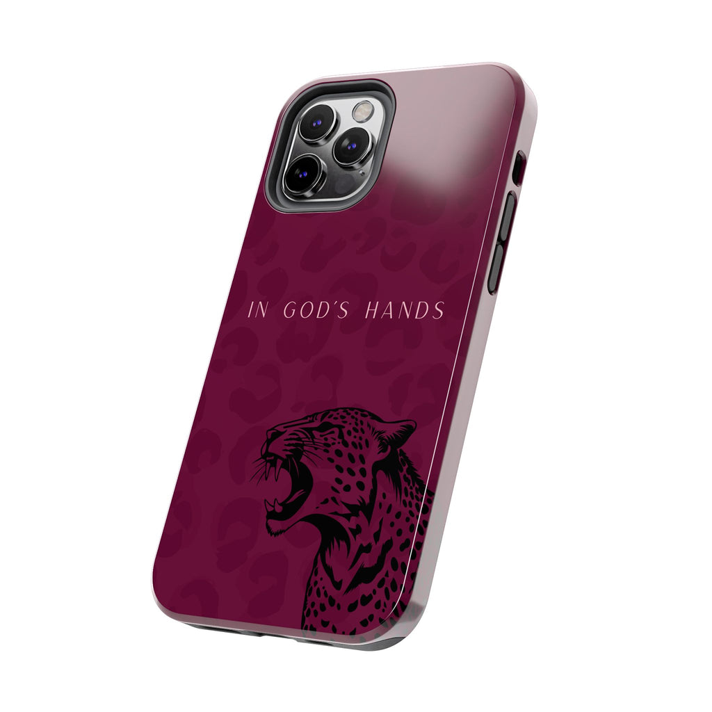 'In God's Hands' Burgundy Leopard Phone Case