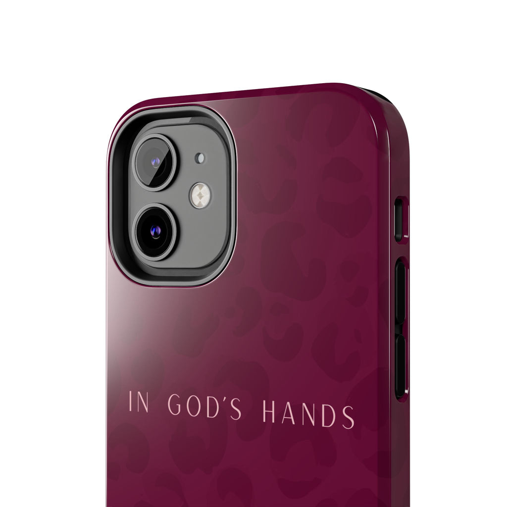 'In God's Hands' Burgundy Leopard Phone Case