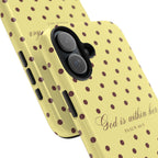 "God Is Within Her" Polka Dot Phone Case — Yellow & Brown