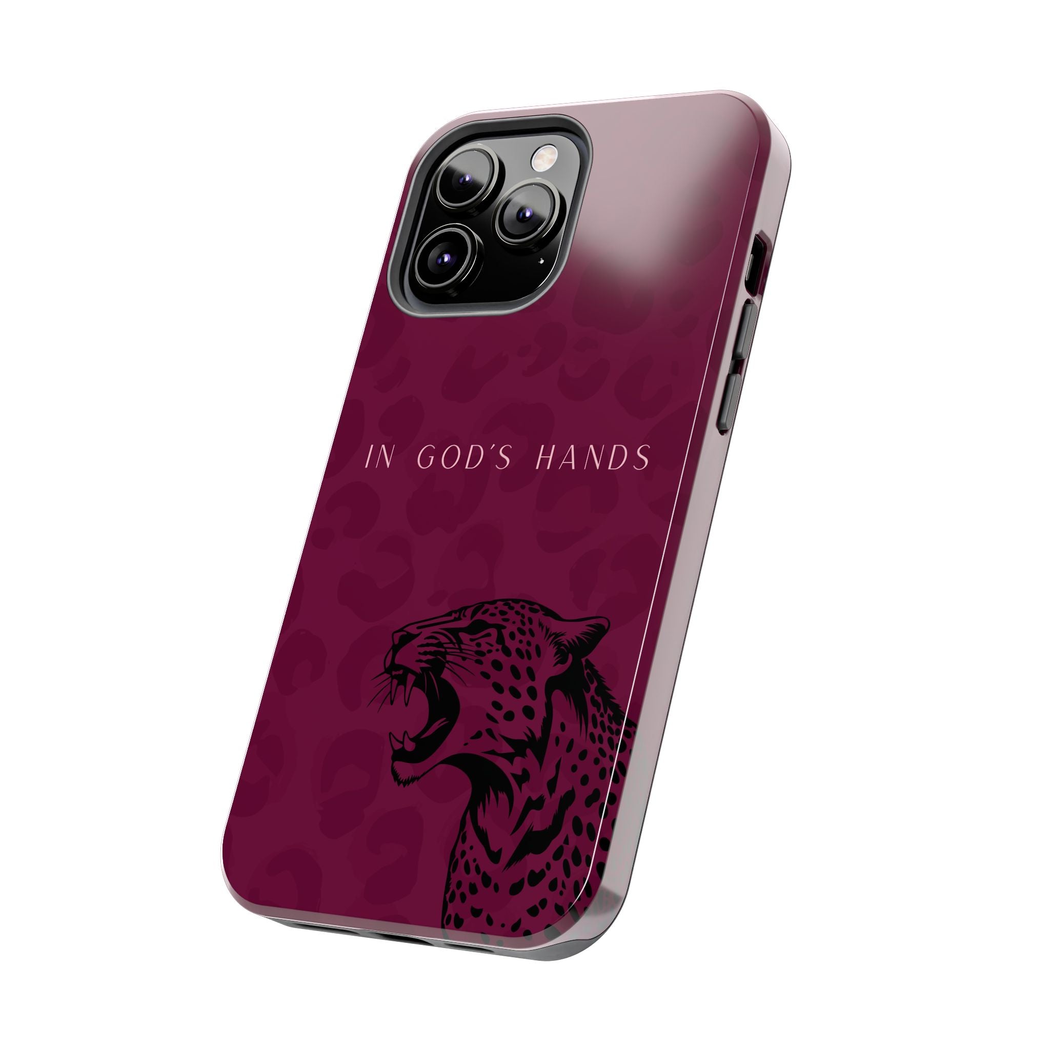 'In God's Hands' Burgundy Leopard Phone Case