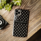 "God Is Within Her" Polka Dot Phone Case — Black & White