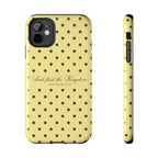 "Seek First the Kingdom" Polka Dot Phone Case — Yellow & Brown
