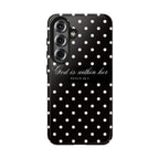 "God Is Within Her" Polka Dot Phone Case — Black & White