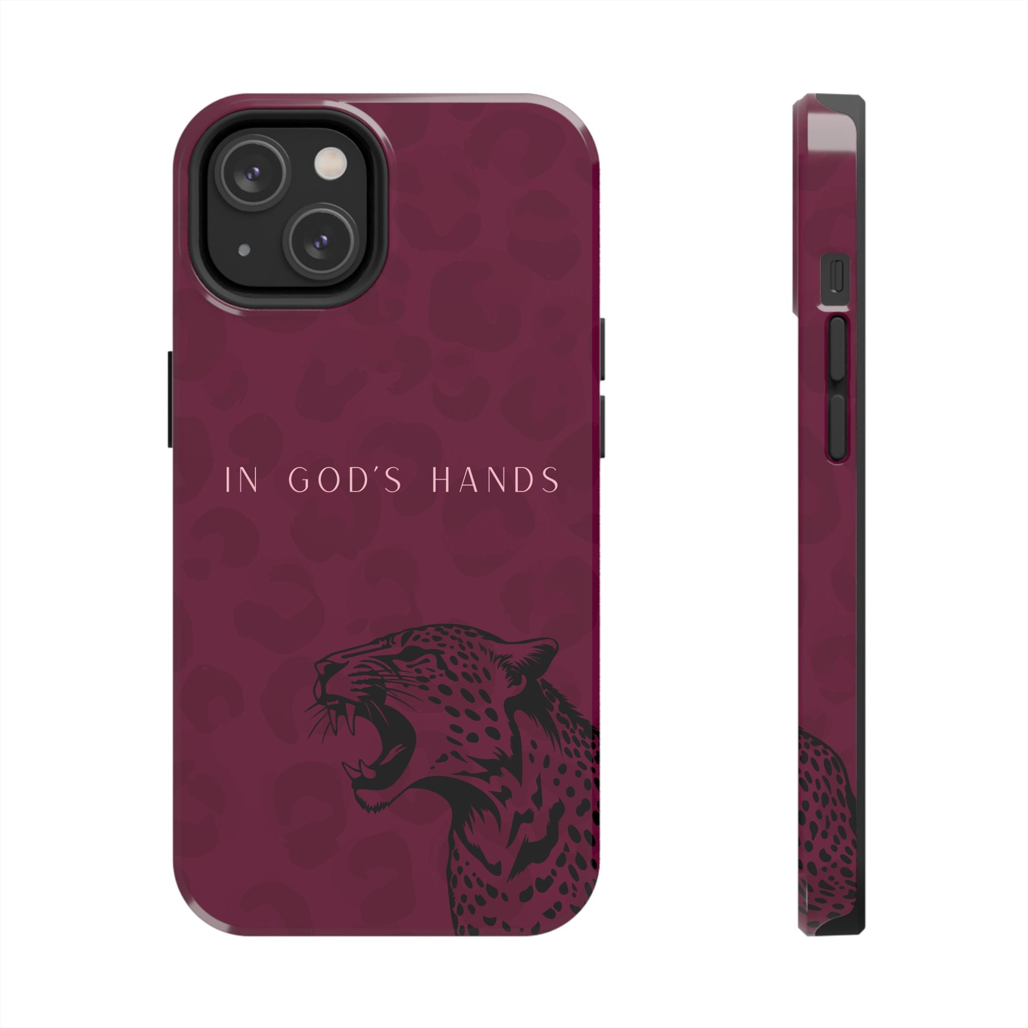 'In God's Hands' Burgundy Leopard Phone Case